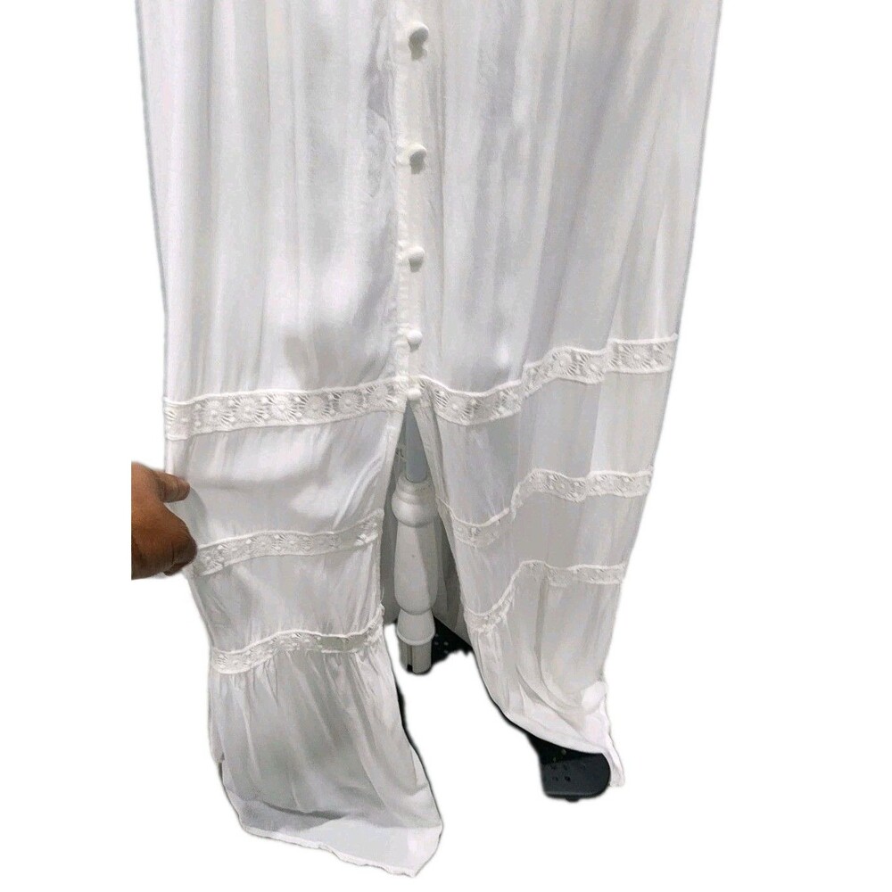 Forever 21 Women's White Solid Woven Maxi Beach Dress Sizes Small - Picture 4 of 6